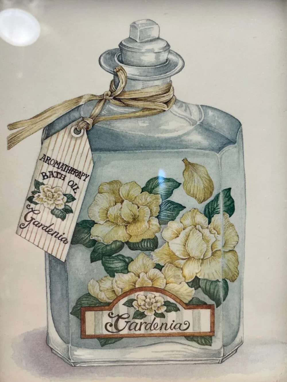 Apothecary prints Bath Oil Bottle in Gold frames Shabby Chic 5x7 Vintage